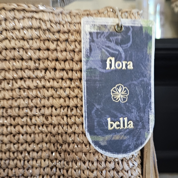 Sold Floral Bella Tan gold Woven Suede Fringe Handbag Purse - Picture 4 of 8